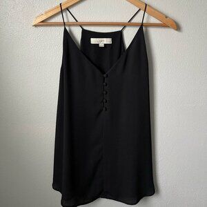LOFT Women's Black Button Strappy Cami